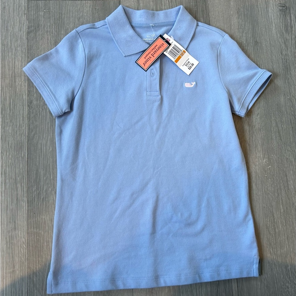 Vineyard Vines Pastel Blue Polo with Embroidered Whale